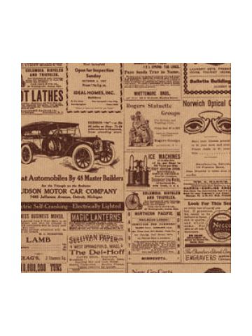 Masculine & Sports Gift Wrap, Newspaper Print, Lenox Lined 