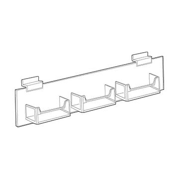 Acrylic Business Card 3-Pocket Horizontal Holder, for Slatwall or Slatgrid