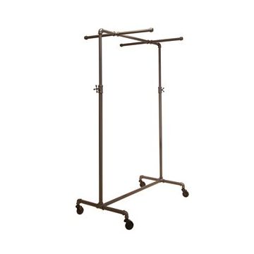 Clothing Rack with 2 Cross Bars, Adjustable, Grey