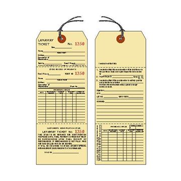 Lay-Away 2 Sided, 2 Tickets, Manila Service Tags