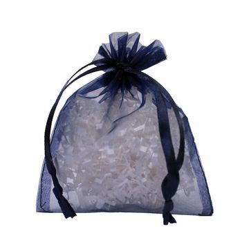 Flat Organza Bags, Navy, 4" x 5"