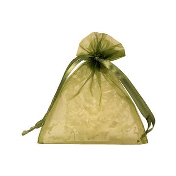 Flat Organza Bags, Olive, 4" x 5"
