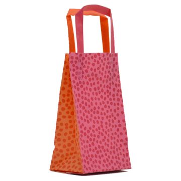 Orange & Pink Mosaic, Pattern Frosted Shoppers with Handles, 5" x 3" x 8" x 3"