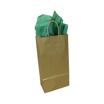 Gold, Double Bottle Wine Shopping Bags, 6-1/4" x 3-1/2" x 13"