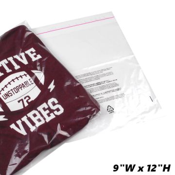 Resealable Clear Poly Bags with Suffocation Warning, 9" x 12"