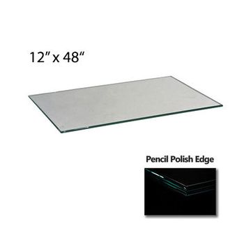3/16" Tempered Shelf Glass Square Corners, 12" x 48"