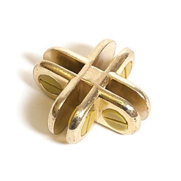Glass Connector, 4 Way, Brass