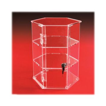 2 Remote Shelves Hexagon Locking, Acrylic Countertop Showcases