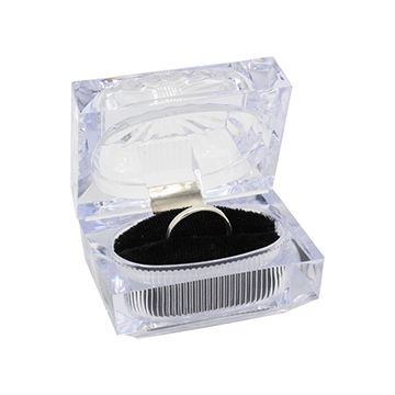 Clear Acrylic Double Ring Box, 2.5" x 1.75" x 2"H