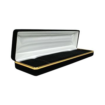 Black Velvet with Gold Trim Hinged Jewelry Boxes, for Bracelet/ Watch