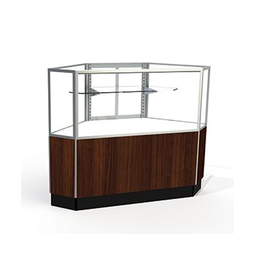 Laminate Doors, Rear Access Corner Display Cases with lights, for Half Vision Showcase