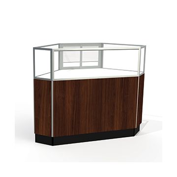 Mirror Doors, Rear Access Corner Display Cases with lights, for Jewelry Showcase