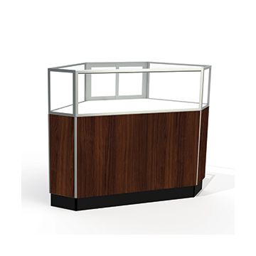 Laminate Doors, Rear Access Corner Display Cases with lights, for Jewelry Showcase