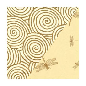 Dots & Stripes Gift Wrap, Dragonflies & Swirls, 2 Sided, Kraft 