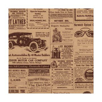 Masculine & Sports Gift Wrap, Newspaper Print, Lenox Lined 