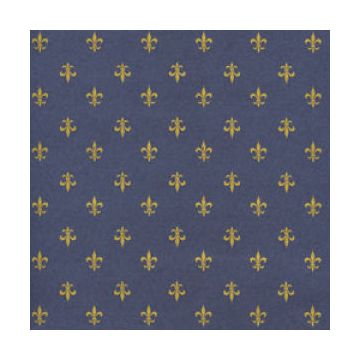 Floral & Tapestries Gift Wrap, Navy & Gold Fluer De Lis, Kraft 