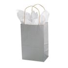 Silver, Small Recycled Paper Shopping Bags, 5-1/2" x 3-1/4" x 8-3/8" (Gem)