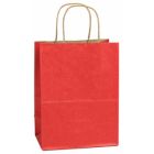 Red, Medium Shadow Stripe Paper Shopping Bags, 8" x 4-3/4" x 10-1/2" (Cub)