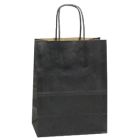 Black, Medium Shadow Stripe Paper Shopping Bags, 8" x 4-3/4" x 10-1/2" (Cub)