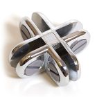 Glass Connector, 4 Way, Chrome