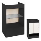 Glass Front Black, Ready To Assemble Cash Register Stand