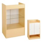 Glass Front Maple, Ready To Assemble Cash Register Stand