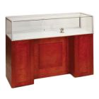 4', Mahogany Veneer, Full Sized Jewelry Showcase with Pedestal Ends