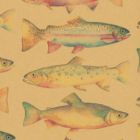 Masculine & Sports Gift Wrap, Rainbow Trout, Process, Kraft